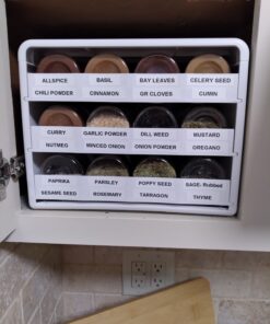 YouCopia SpiceStack Adjustable Spice Rack Organizer, Pull-Down 24-Bottle Seasonings and Spices Holder for Kitchen Cabinet and Pantry Organization with 104 Included Labels White 33 814eTCl9nL