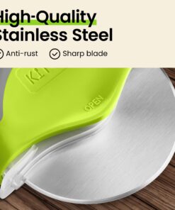 Kitchy Pizza Cutter Wheel with Protective Blade Cover, Ergonomic Pizza Slicer (Green) Green 27 814fgodTlIL