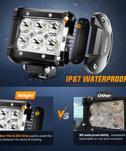 Nilight - 60001S-C LED Light Bar 4PCS 18W 1260lm Spot LED Pods Driving Fog Light Off Road Lights Bar Jeep Lamp,2 Years Warranty 4PCS 18W Light Bar 34 814fsPdylqL 1