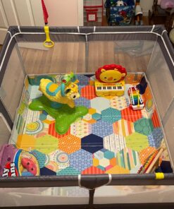 TODALE Baby Playpen for Toddler, Large Baby Playard, Indoor & Outdoor Kids Activity Center with Anti-Slip Base, Sturdy Safety Play Yard with Soft Breathable Mesh, Playpen for Babies(Gray,50”×50”) 50x50x27 Inch (Pack of 1) Grey 37 814gIjbBv1L