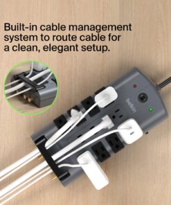 Belkin Surge Protector Power Strip w/ 8 Rotating & 4 Standard Outlets - 8ft Sturdy Extension Cord w/ Flat Pivot Plug for Home, Office, Travel, Desktop & Charging Brick - 4320 Joules of Protection 1 Pack 30 814hzAWCZ0L