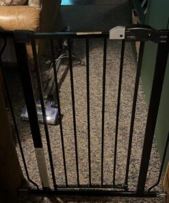 Regalo Easy Step Extra Tall Walk Thru Baby Gate, Bonus Kit, Includes 4-Inch Extension Kit, Pressure Mount Kit and Wall Cups and Mounting Kit, Black, 4 Count (Pack of 1) 21 814kFD2xKpL