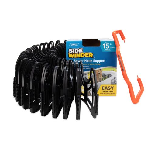 Camco Sidewinder 15-Ft Camper/RV Sewer Hose Support | Telescoping Design Flexes Around Obstacles & Deep Cradles Secure Sewer Hose | Out-of-the-Box Ready & Folds for RV Storage and Organization (43041) Standard Packaging