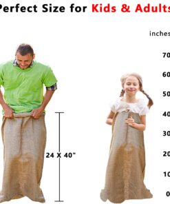 Alytree 6 Pack Burlap Potato Sack Race Bags, 24"x40" Outdoor Lawn Games for Kids & Adults, Outside yard games for Birthday Party, Field Day Family Reunion, Carnival, Easter, Halloween, 4th of July 6 Count (Pack of 1) 15 814kyHt5wyL