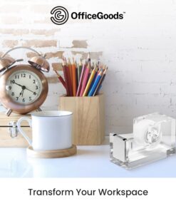 OfficeGoods Acrylic Tape Dispenser - Beautiful Modern Accessory for The Stylish Desk at Home, The Office, or School - Holds Standard, Large & Extra-Large Tape Rolls - Silver 20 814lmB2R LL