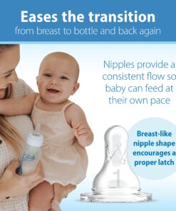 Dr. Brown's Natural Flow® Anti-Colic Options+™ Narrow Baby Bottles 8 oz/250 mL, with Level 1 Slow Flow Nipple, 4 Pack, 0m+ 8oz, Clear 4 Count (Pack of 1) 36 814mHW600pL