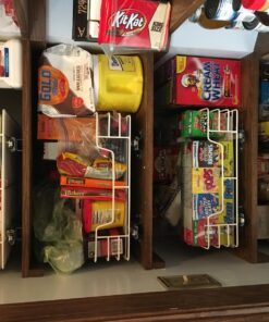 Household Essentials Glidez Powder-Coated Steel Pull-Out/Slide-Out Storage Organizer with Plastic Liner for Under Cabinet or Wire Shelf Use - 1-Tier Design - Fits Standard Size Cabinet or Shelf, White 15" 50 814mjudYDL 1