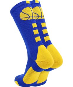 MadSportsStuff Basketball Socks for Boys Girls - Athletic Crew Socks - Youth and Adult Sizes Medium Royal/Gold 7 814nMyQStcL