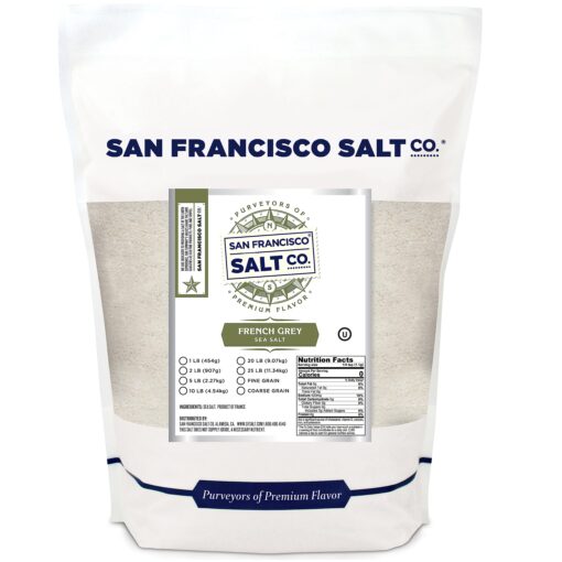 French Grey Sea Salt 2 lb. Bag Fine Grain - Sel Gris by San Francisco Salt Company 2 Pound Bag - Fine Grain