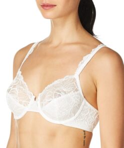 Bali Lace Desire Underwire Bra, Full-Coverage Lace Bra with Underwire Cups, Plunging Underwire Bra for Everyday Comfort 34B White 8 814pocHZVQL