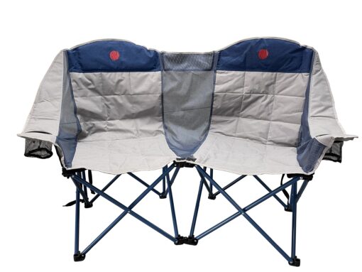 OmniCore Designs Heavy Duty Oversized Outdoor Folding Loveseat Camp Chair Collection (Single, Double & Triple Seating Capacity) Double / InLay Cup Holder