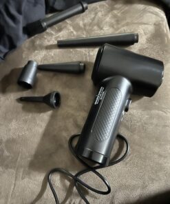 Compressed Air Duster,Fulljion 3-Gear to 51000RPM Electric Air Duster Portable Air Blower with LED Light, 6000mAhRechargeable Cordless Air Duster for Computer Keyboard Fast Charge(Black) Black 40 814qHBLsCDL