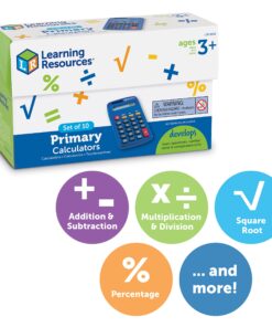 Learning Resources Primary Calculator - 10 Pieces, Ages 3+, Basic Solar Powered Calculators, Teacher Supplies, Back to School Supplies 11 814sCtCZEWL