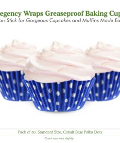 Regency Wraps Greaseproof Professional Grade Standard Baking Cups, Pack of 40, Cobalt Polka Dots 13 814u40tAlnL