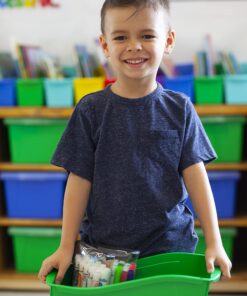 Storex Large Book Bin, Interlocking Plastic Organizer for Home, Office and Classroom, Black, 6-Pack (70109C06C) 14 814uR0KwPhL