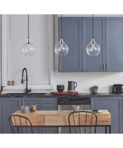 Linea di Liara Primo Large Chrome Glass Globe Pendant Light Fixture Farmhouse Pendant Lighting for Kitchen Island Mid Century Modern Ceiling Light Clear Glass Shade, UL Listed 14 814uuNrZqL