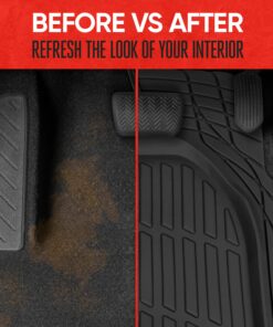 Motor Trend FlexTough Floor Mats for Cars, Black Deep Dish All-Weather Mats, Waterproof Trim-To Fit Automotive Floor Mats for Cars Trucks SUV, Universal Floor Liner Car Accessories Full Set 30 814uuuTg8ZL