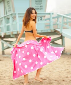 SportLite Microfiber Beach Towels - Printed or Unprinted Styles - Cabana Towels - Surf Towels - Sand Free - Fast Dry (32 x 68 inches and 30 x 70 inches) Printed Beach Towel: 32"x68" Polka Dots Beach Towel 16 814v2OOKKmL