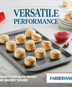 Farberware Bakeware Nonstick Cookie Baking Sheets, 3-Piece Set, Gray 16 814wuD33UpL