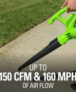 Greenworks 7 Amp 160 MPH/150 CFM Single Speed Electric Blower, 24012 33 814wuuubZS