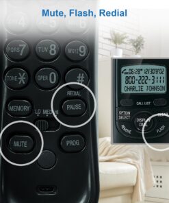 AT&T TR1909B Trimline Corded Phone with Caller ID, Black 25 814x1SbNL