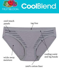 Fruit of the Loom Women's Breathable Underwear, Moisture Wicking Keeps You Cool & Comfortable, Available in Plus Size 7 Coolblend - Bikini - 4 Pack - Colors May Vary 9 814xS8gpgZL 1