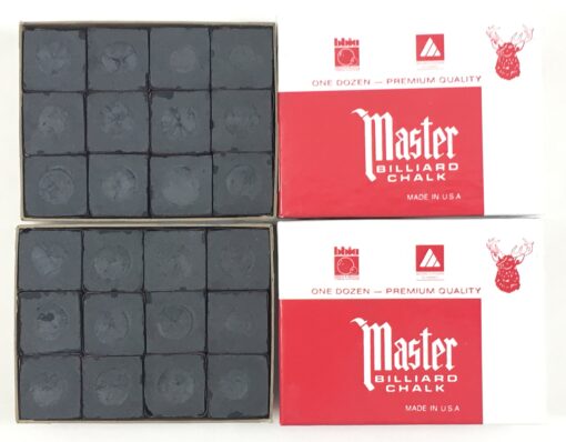 Made in the USA - 2 Boxes of Master Chalk - 24 Pieces for Pool Cues and Billiards Sticks Tips (Black)