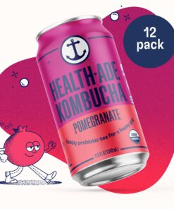 Health-Ade Canned Kombucha Tea Organic Drink, Fermented Tea with Living Probiotics, Detoxifying Acids, Supports Gut Health, Non-GMO, Vegan, Gluten Free, 12 Pack (11.5 Fl Oz Cans), Pomegranate Kombucha in Cans 11 8153b 4o1uL