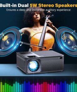 BIGASUO 1080P Projector 5G WiFi Bluetooth - 15000Lux 560ANSI Full HD Outdoor Movie Projector, 300" Display Support 4k Home Theater,Compatible with iOS/Android/XBox/PS4/TV Stick/HDMI Light Grey 37 8154QROP3EL