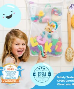 Original Tub Cubby Bath Toy Storage - Hanging Bath Toy Holder, with Suction & Adhesive Hooks, 14"x20" Mesh Net Shower Caddy for Kids Bathroom Decor, Bedroom & Car Toy Organizer - Bonus Hooks Original Tub Cubby 23 8155ZPexNKL