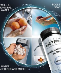 Health Metric Pro Water Hardness Test Kit | Quick & Easy Hard Water Test Strips for Water Softener Dishwasher Well Spa and Pool Water | 50 Tester Strips at 0-425 ppm | Calcium & Magnesium Hardness 1-pack 21 8155fYhlkL