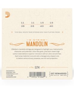 D'Addario Mandolin Strings - Mandolin Strings - Phosphor Bronze - For 8 String Mandolin - Rich, Full Tonal Spectrum - EJ74 - Medium, 11-40 1-Pack 10 8156FD3puPL