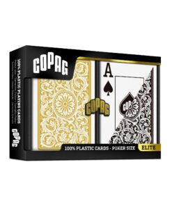 Copag 1546 Design 100% Plastic Playing Cards, Poker Size Black/Gold (Jumbo Index, 1 Set) Jumbo Index 20 8156QSIHL