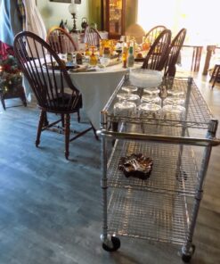 Seville Classics UltraDurable NSF Commercial Heavy Duty Metal Rolling Utility Cart, w/ Steel Shelves, Handle Bar for Restaurant, Garage, Warehouse, Kitchen, Office, Top Shelf (36"W x 18"D) Chrome Top Shelf (36"W x 18"D) 43 8156iVolMTL