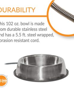 K&H Pet Products Thermal-Bowl Outdoor Heated Cat & Dog Water Bowl Stainless Steel 102 Ounces 13 8157LDS9tIL