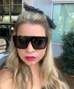 High Fashion Metal Chain Arm Flat Top Aviator Sunglasses (Shiny Black Gold) 26 81584MUdw0L