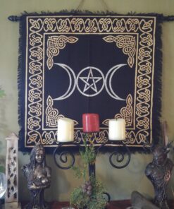 Altar Tarot Cloth: Triple Goddess With Pentagram - 24" x 24" (Gold/Silver on Black Pentacle/Pentagram) 21 8159OqSXSLL