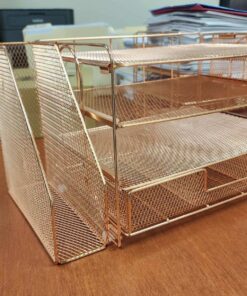 gianotter Paper Letter Tray Organizer with File Holder, 4-Tier Desk Accessories & Workspace Desk Organizers with Drawer and 2 Pen Holder for Office Supplies (Rose Gold) Rose Gold 44 8159s5bgNAL 2