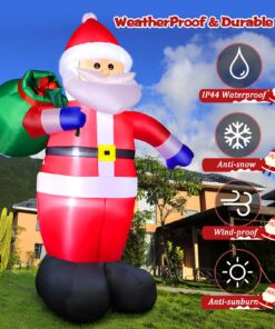Alternative view of 12 Feet Giant Christmas Inflatable Santa Claus Outdoor Yard Decorations, Blow up Santa Claus with Gift Bag, Huge Santa Carrying Present Sack, Outside Waterproof Xmas Decor for Party Garden Hall Plaza 12FT Santa