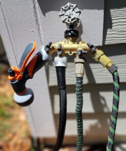 ATDAWN 4 Way Brass Hose Splitter, 3/4" Brass Hose Faucet Manifold, Garden Hose Adapter Connector 13 815BvM1ljWL