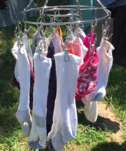 Pro Chef Kitchen Tools Clothes Drying Rack - Round Clothing Racks - Laundry Portable Clothesline Includes 18 Metal Clothespins Hanger Clips Set - Baby Clothes Storage Closet - Herb Hanging Air Dryer 36 815D6vLAwvL