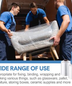 8 Pcs Stretch Wrap Moving Supplies 5" x 1000 ft Plastic Wrap Roll with 2 Handles Clear Cling Wrap Shrink Film Self Adhering Shipping Wrap for Packaging Bounding Storing Pallet Furniture Glass 8 13 815EFKJ8D8L 1