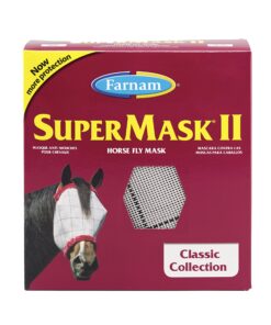 SuperMask II Fly Mask Without Ears for Average Size Horses, Full Face Coverage and Eye Protection from Insect Pests, Structured Classic Styling Mesh with Plush Trim, Horse Size 21 815GvekDd8L