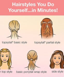 Conair Topsy Tail Hair Tool, Ponytail Hair Loop Styling Tool with Hair Ties Hair Styling Kit Included, 5-Piece Set Black 23 815H7qBEgL