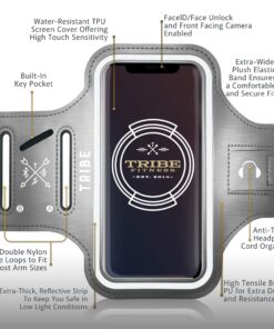 TRIBE Water Resistant Cell Phone Armband Case Running Holder for iPhone Pro Max Plus Mini SE (13/12/11/X/XS/XR/8/7/6/5) Galaxy S Ultra Plus Edge Note (21/20/10/9/8/7/6/5) Adjustable Strap & Key Pocket Grey S: iPhone Mini/8/7/6/5/4/3/SE/Galaxy Mini 24 815HyyGTauL
