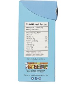 Health Garden Sugarless Erythritol and Stevia Blend Sweetener Packets - All Natural - Non GMO - Kosher- Keto Friendly (40 Packets) 40 Packets 12 815Jj78hMYL