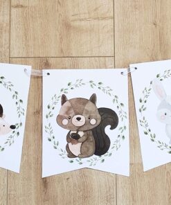 Woodland Creatures ITS A BOY Banner for Baby Shower + Fox, Raccoon, Rabbit, Bear, Squirrel and Porcupine/Animals Themed Decorations Fall Autumn Thanksgiving Banner Decoration 17 815JpaDx oL
