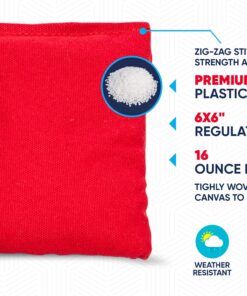 SC Cornhole Games Weather Resistant Cornhole Bags (Set of 8) - Professional Regulation Size/Weight (16 oz) - Use on Pro Corn Hole Boards or Bean Bag Toss Sets Red/Royal Blue 18 815LTi8spL