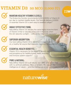 NatureWise Vitamin D3 2000iu (50 mcg) Healthy Muscle Function, and Immune Support, Non-GMO, Gluten Free in Cold-Pressed Olive Oil, Packaging Vary ( Mini Softgel), 360 Count(Pack of 1) 360 Count (Pack of 1) 28 815Lgt3Vr7L