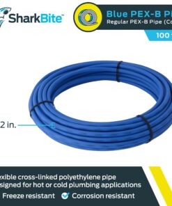 SharkBite 1/2 Inch x 100 Feet Blue PEX-B, PEX Pipe Flexible Water Tubing for Plumbing, U806B100 100 Foot Coil 7 815MOcYwG2L